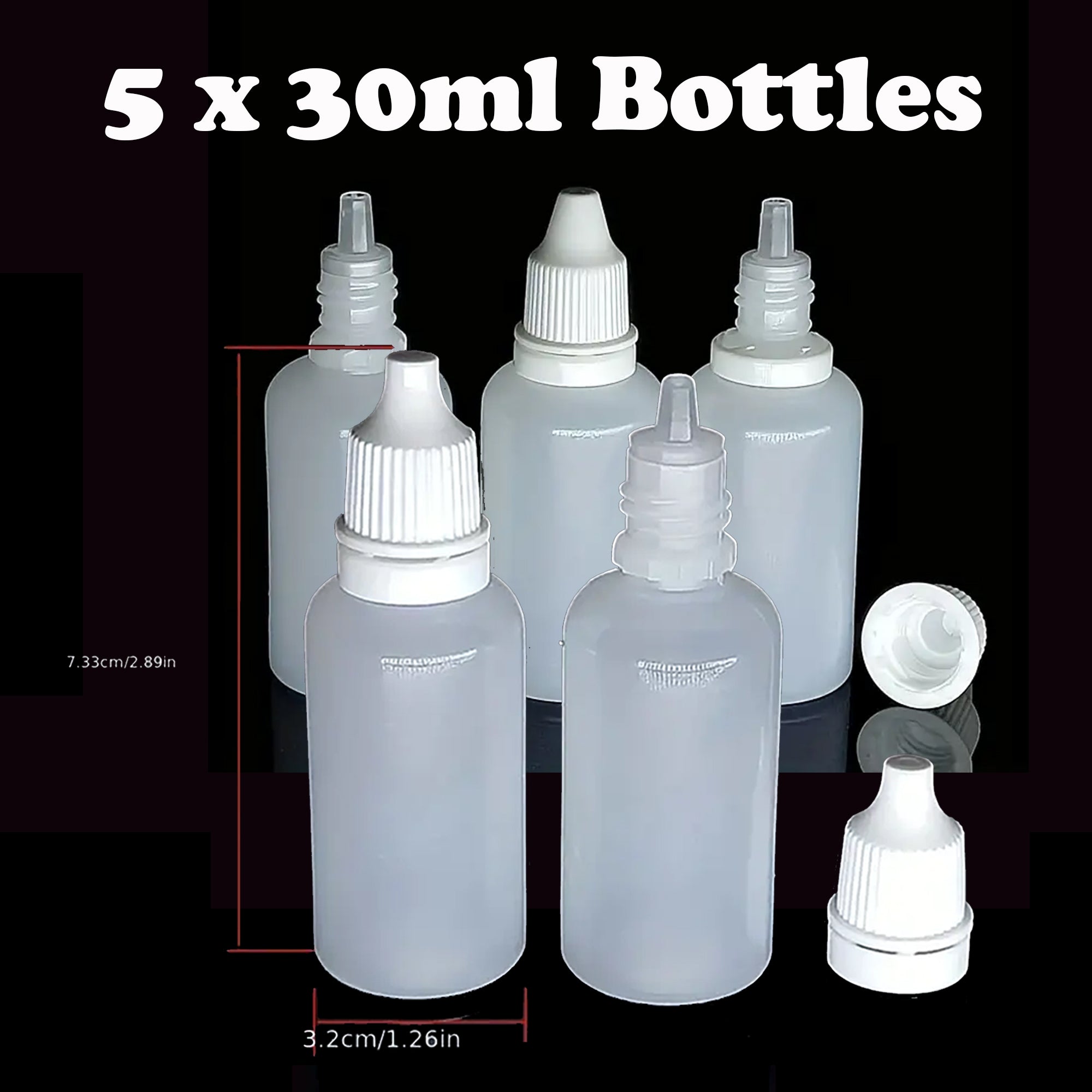 LDPE Squeezable Empty Bottles with Caps (5 Pack) B2