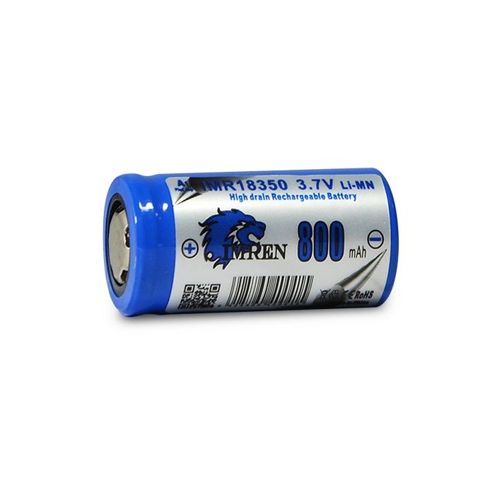 IMREN IMR18350 800mAh 3.7V Li-Mn Rechargeable Battery with Flat Top