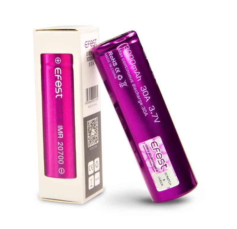 Efest IMR 20700 3000mAh 30A Flat Top Li ion Rechargeable Battery