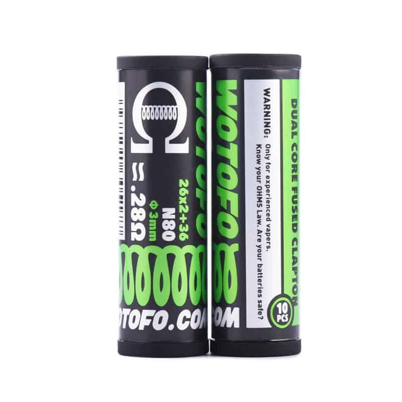 10pcs Wotofo 0.28ohm Dual Core Fused Clapton Prebuilt Coils 26Ga*2+36Ga